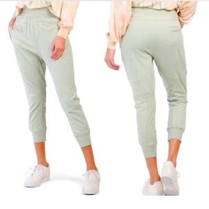 NWT Young Fabulous & Broke Odin High Waist Panel Joggers Green Small